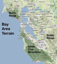 Bay Area terrain map