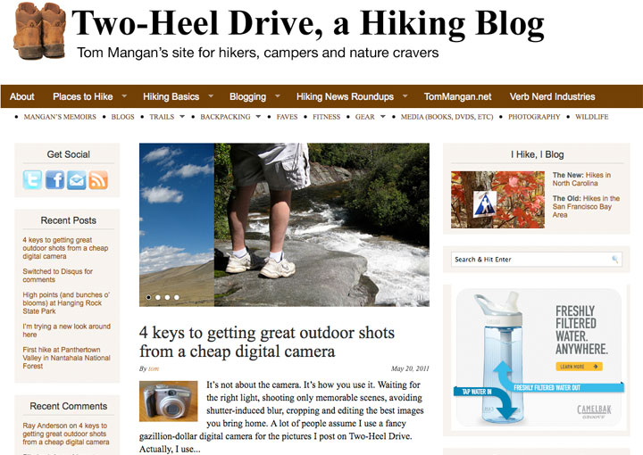 Centered sample of Two Heel Drive homepage